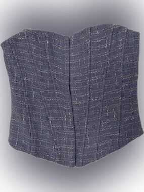 Zara Lilac Tweed Corset Top Size Small Structured Bustier Strapless Chic